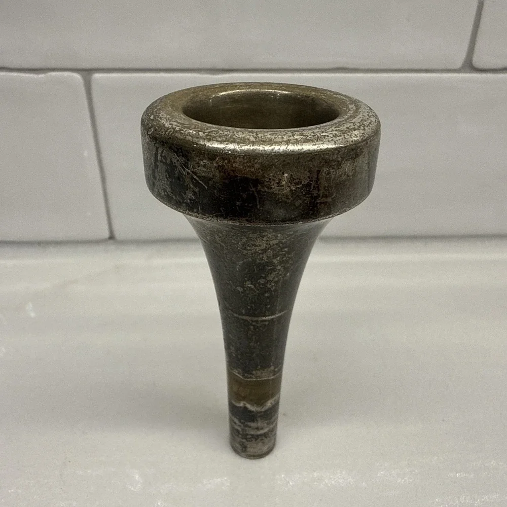 Vintage Conn 3A Small Shank Trombone Mouthpiece Silver Plated w/ Rubber Case